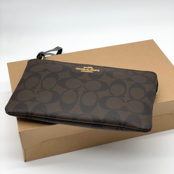 Coach Large Corner Zip Wristlet Signature Canvas - Picture 4 of 9